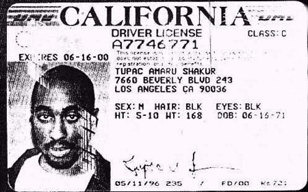 Tupac Shakur's License